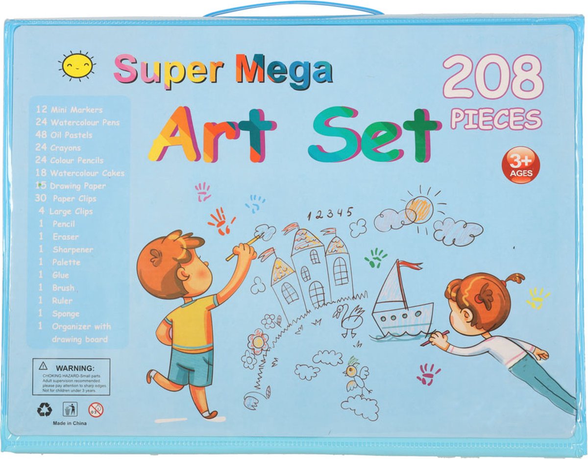 Playos® - XXL Tekendoos - Blauw - 208 Delig - Stiften, Oliepastel, Waskrijt, Potloden, Waterverf en meer - met Standaard - Inclusief Papier - Tekendoos - Creatief Speelgoed - Art - Tekenset - Tekenkoffer — afbeelding 7