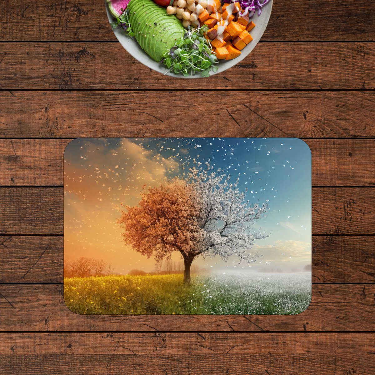 Luxe Placemat - Boom in Alle Seizoenen - Lente - Zomer - Herfst - Winter - Set van 6 Placemats - 35x25 cm - 2 mm dik Vinyl - Anti Slip - Afneembaar — cadeau in Wonen & Interieur - foto 4