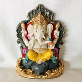 Ganesha beeld full color 14.5 cm,Handgeschilderd exemplaar van Ganesha.boeddha