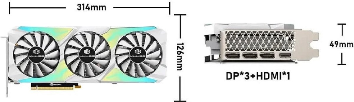 Mllse Geforce Rtx 3080 Videokaart - 10Gb Gddr6X - 3X Displayport 1.4A - 1X Hdmi - afbeelding 2