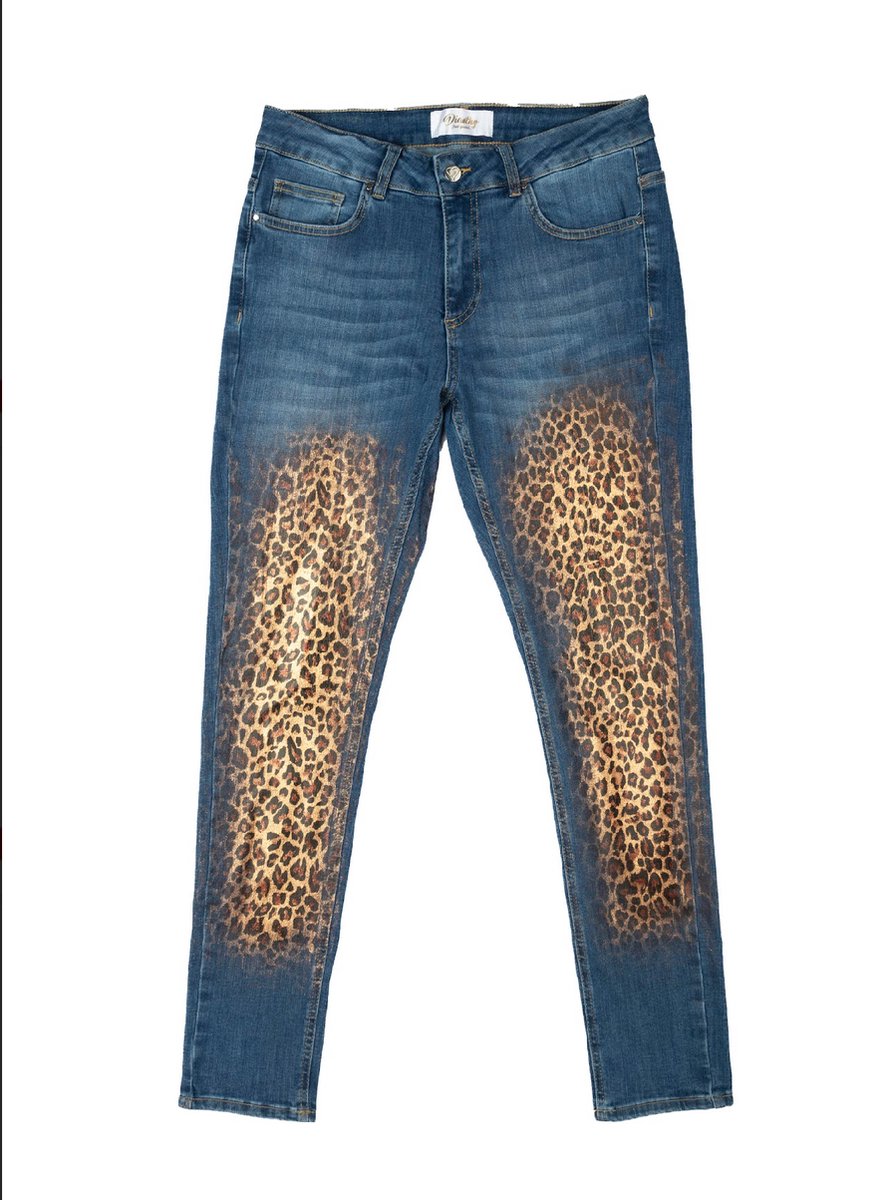 jeans leopard gold maat 40