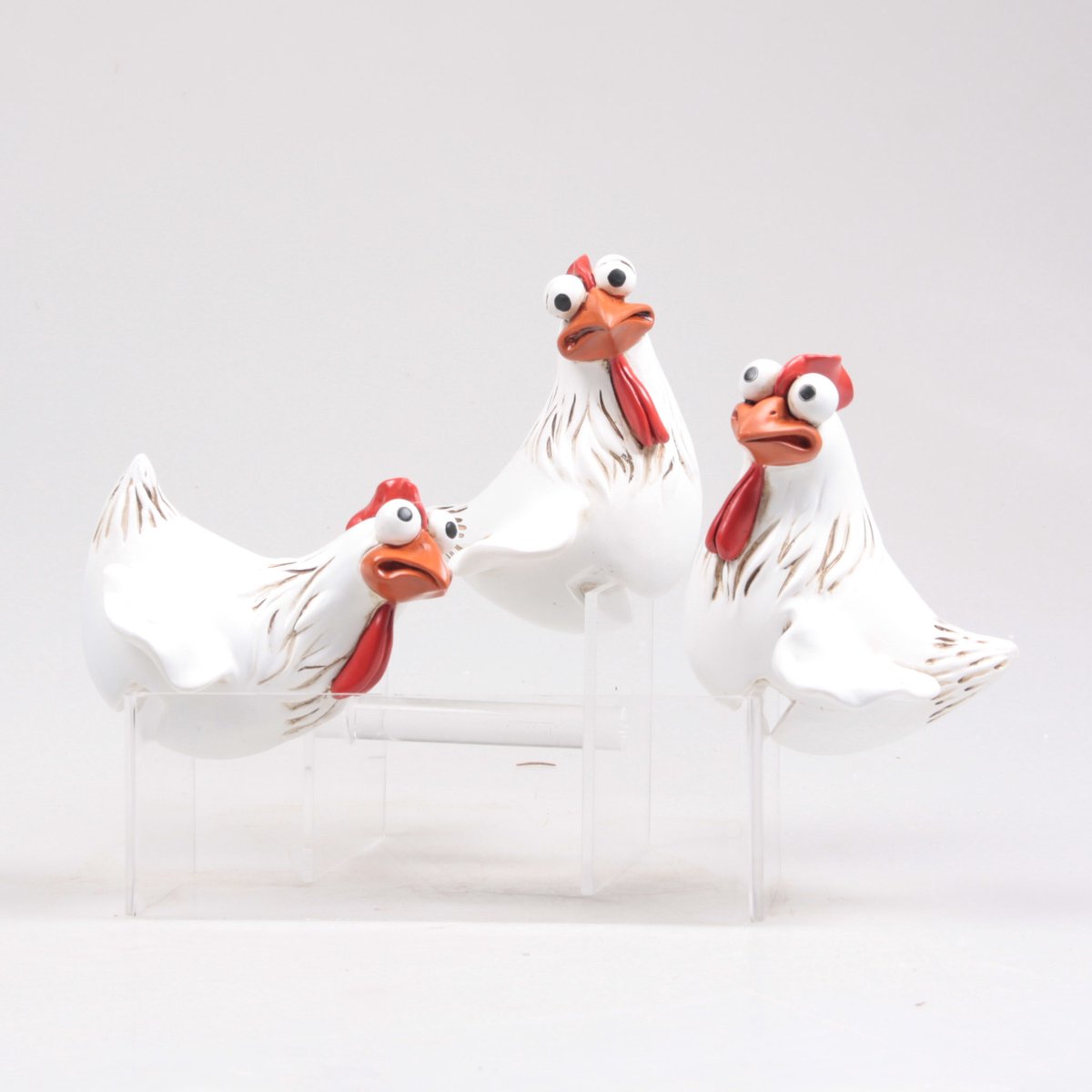 Farmwood set van 3 schuttingkippen Frits | 11 x 9 x 13 cm | Polyresin