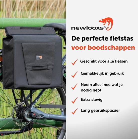 New Looxs Basic Daily Shopper Enkele Fietstas - Afneembare Shopper - Pakaftas Enkel - Boodschappentas met Haken - Stevig en Afneembaar - 24 Liter - Zwart van New Looxs — afbeelding 2