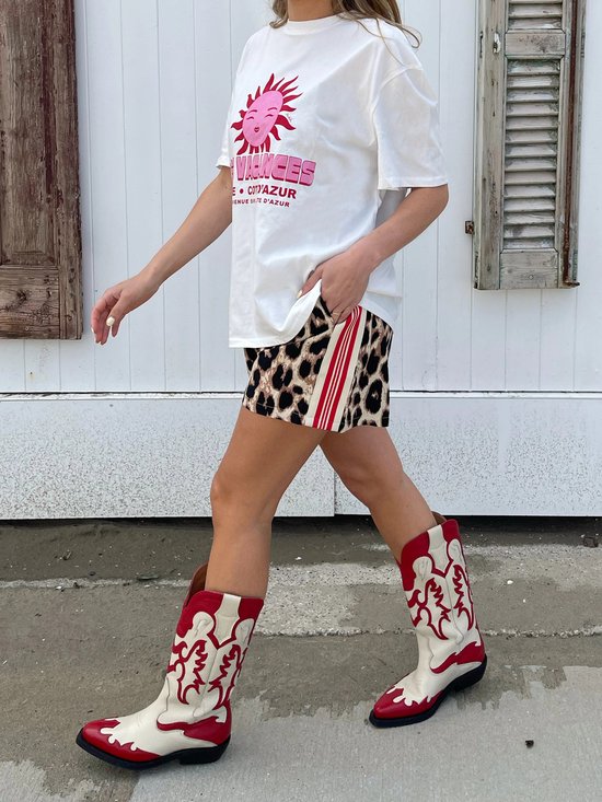 Ambika Leopard Short Rode bies S M bol