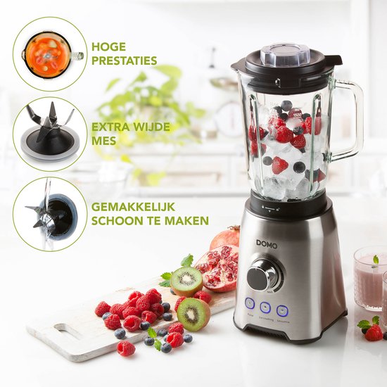 DOMO DO710BL Blender - 1,5L - 1000 W - Glazen Kan - Smoothie Maker van Domo — afbeelding 5