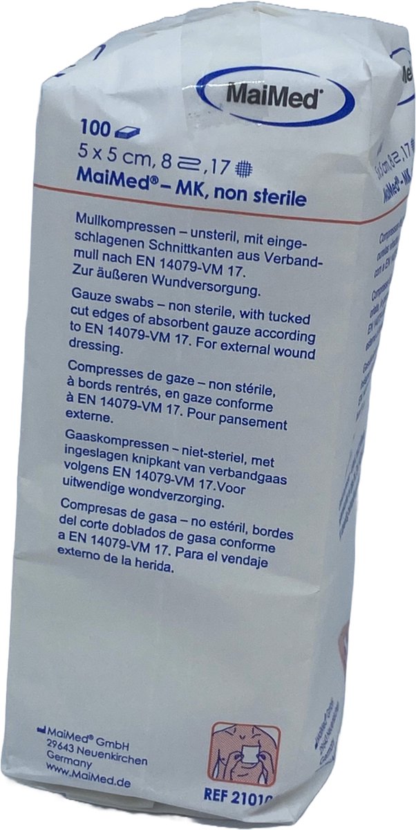 Goedkoopste MaiMed non-woven gaascompressen 5cm x 5cm 8-laags - 100 stuks