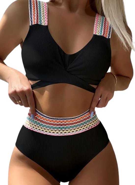 Sunburst Bikini Premium - Dames - Strandkleding - Lichte Push Up - Zwemkleding - Badpak - Zwart