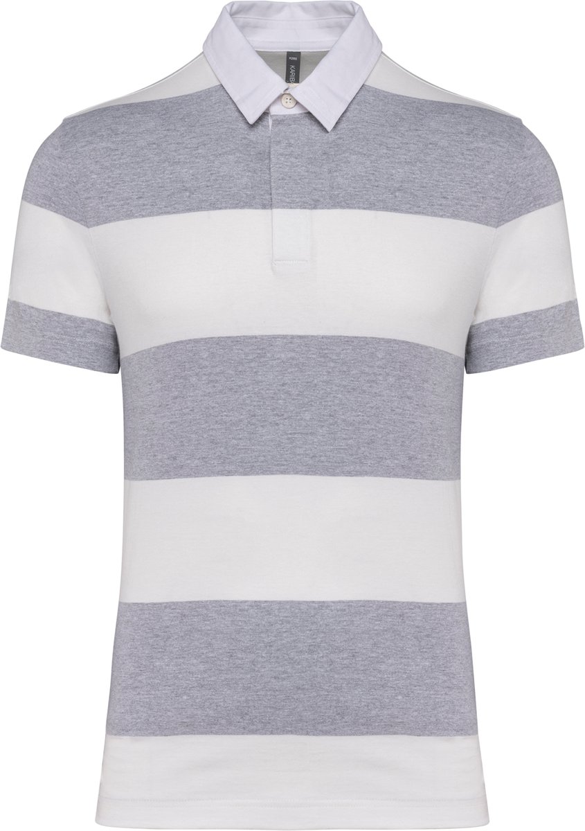 Kariban Gestreepte uniseks polo korte mouwen K286 - Oxford Grey / White Stripes - S