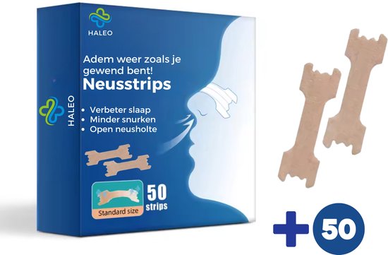 Foto: Haleo neusstrips 50 neuspleisters anti snurk pleisters slaapproblemen neusspreider beter slapen anti snurk