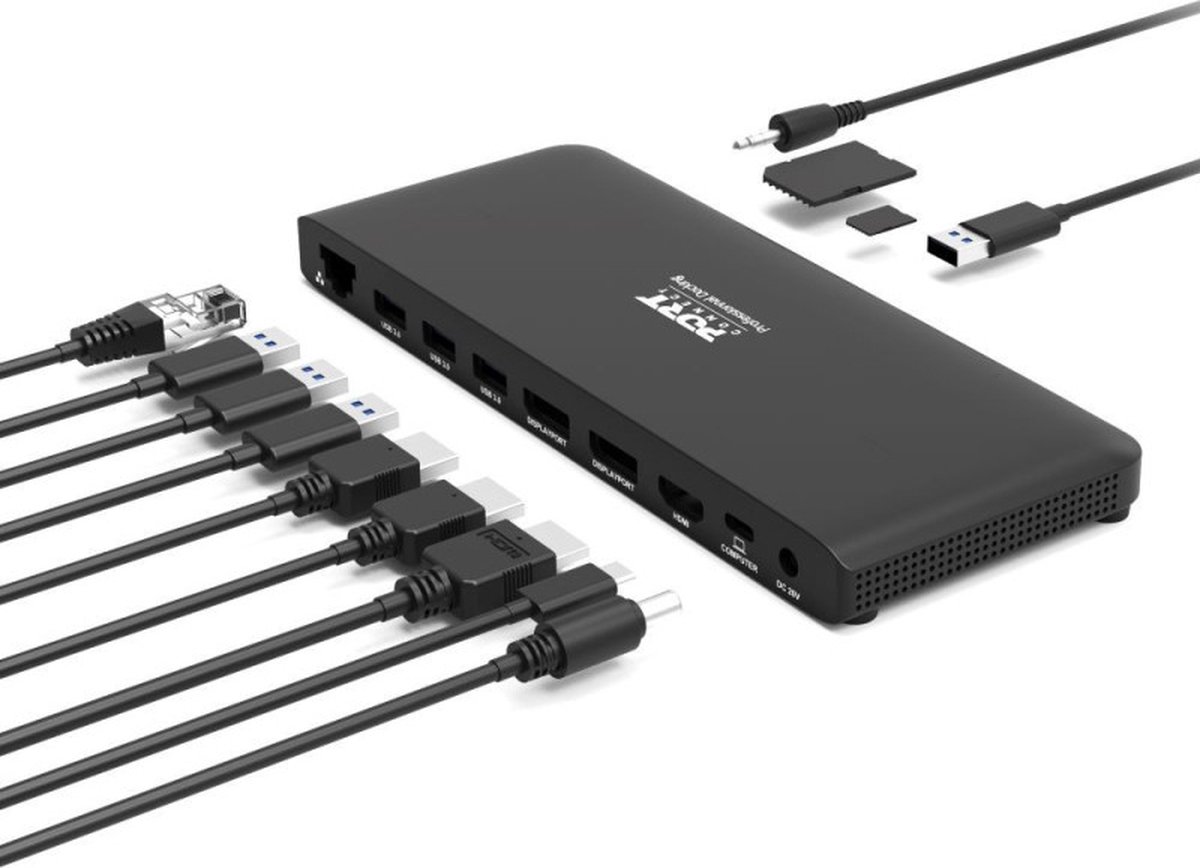Port Designs 901910W-EU laptop dock & poortreplicator Bedraad USB 3.2 Gen 2 (3.1 Gen 2) Type-C Zwart