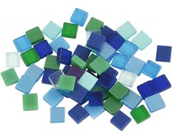 Mozaiek tegels - 395x stuks - groen/blauw - 5 x 5 mm - kunsthars - steentjes - mozaieken - Hobby/knutselen