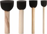 Foam tamponeer verf kwasten/kwastjes - 4x stuks - zwart - verschillende formaten