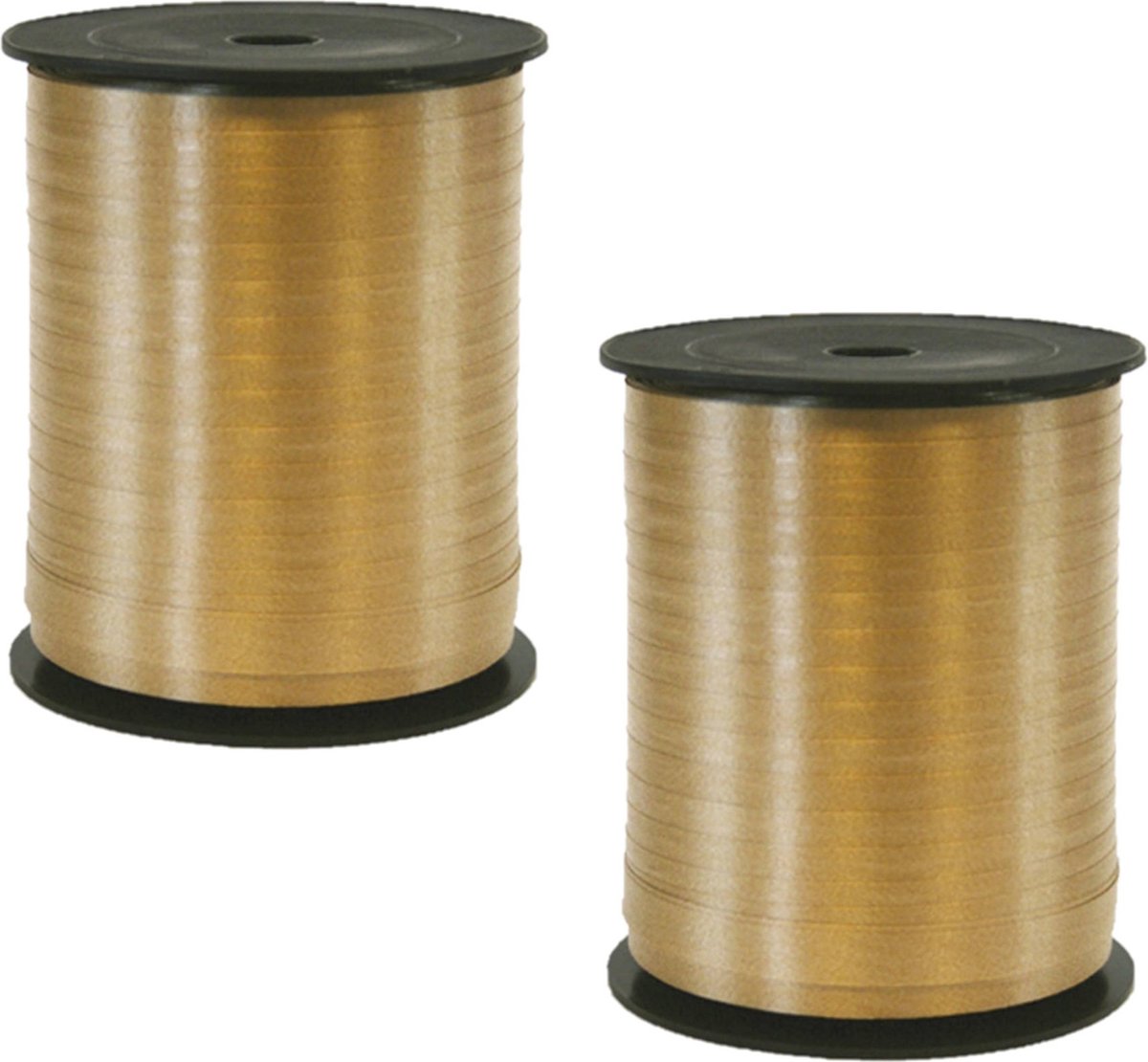 2x rollen cadeaulint/sierlint in de kleur goud 5 mm x 500 meter - Krul linten voor bloemen/ballonnen