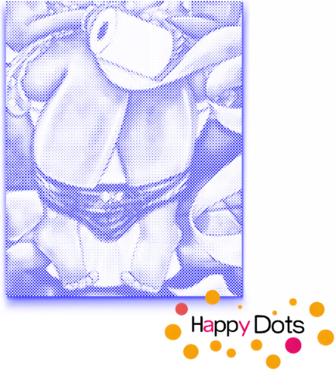 HappyDots DOT Painting Dikke Dames 07 - Toilet 40x50cm - Stippelschilderij Blauw