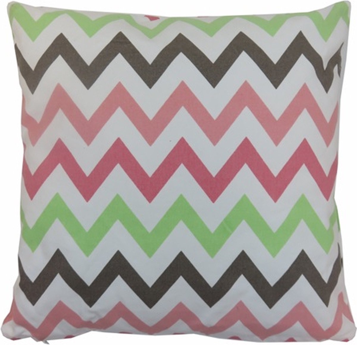 Linen & More Kussen Multi Zigzag Strawber | 45 X 45 | Sierkussen Voor Woonkamer Of Slaapkamer Wit