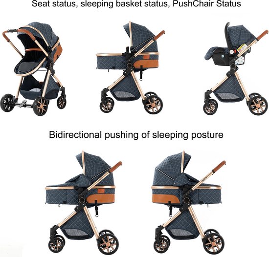Eszenzics™ Kinderwagen 3-in-1 - incl. Autostoel - Multifunctionele 3-in-1 Buggy - 20kg - Diepgrijs van Eszenzics™ — afbeelding 3