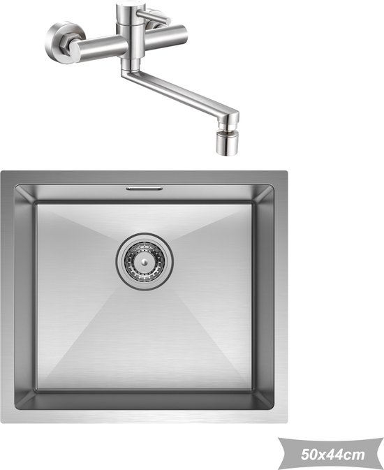 Cecipa Max 1 Bak Spoelbak Met Afdruiprek Quartz En Zwarte Hars Inbouwspoelbak 65x45cm Zwarte Veer Keukenmengkraan Met Uittrekbare Spray