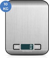 Keukenweegschaal - Digitale Keukenweegschaal - 1G tot 10KG - USB-oplaadbaar - Inclusief batterijen - LCD-Scherm - Tarra functie - Zilver