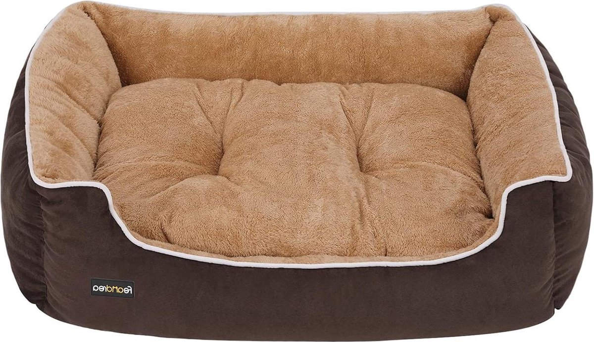 Luxe zachte hondenbed met afneembaar kussen - 90 x 25 x 75 cm - bruin en beige