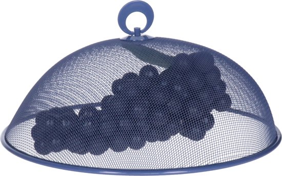 Foto: Alpina vliegenkap voedselkap rond blauw d30 x h15 cm buiten eten anti insecten metaal