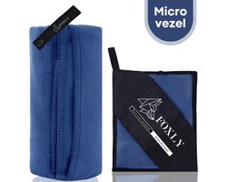 FOXLY® Microvezel Handdoek 90x180 - Strandlaken - Badlaken - Reishanddoek Sneldrogend - Blauw