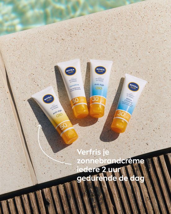 NIVEA SUN UV Anti-Age Q10 Zonnebrand Gezicht - SPF 50 - Zonnebrandcreme - Anti Rimpel Zonnecrème - 50 ml