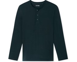 Schiesser T-Shirt Mix + Relax - lange mouw knoopsluiting - Heren Pyjamashirt - nachtblauw