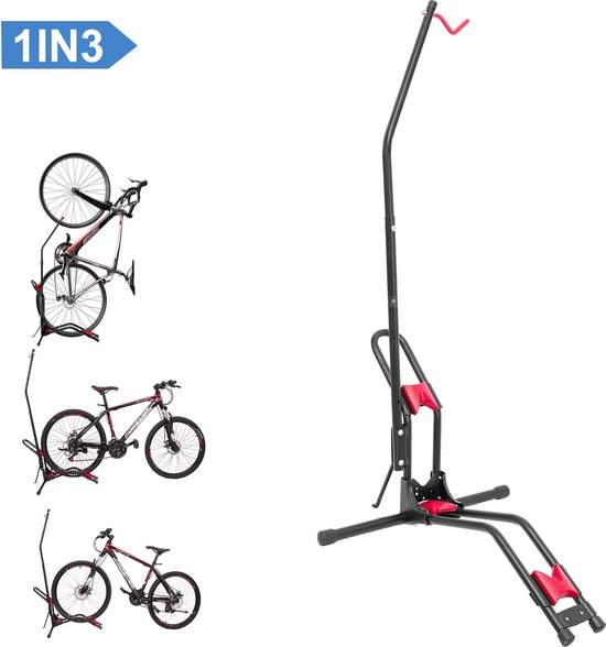 Foto: 4toolz display fietsenrek deluxe 3 in 1 fietsstandaard mountainbike zwart