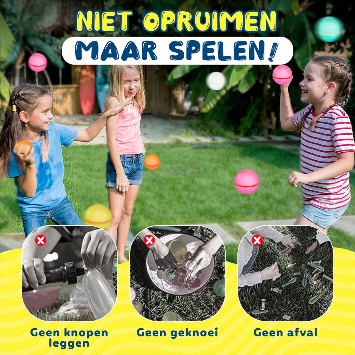 Nereb - Herbruikbare Waterballonnen - Zelfsluitend - Waterbal - Speelgoed - 6 Stuks Inclusief Opberg Netje — afbeelding 4