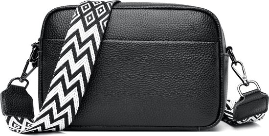 Geweo Sac Bandoulière Femme Zwart - Sac Bandoulière - Sac Femme Trendy - Petit Sac Bandoulière avec Fermeture Éclair