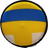 hondenspeelgoed-frisbee met piep-diameter 20cm-blauw geel wit-Animal King