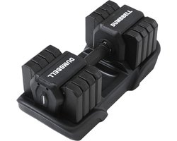 JustValue Verstelbare Dumbbell Zwart 25 KG - 2.5kg t/m 25kg - Gewichten - Dumbells set - Gewichten set - Halterset - Fitness gewichten - Krachttraining - Fitness - 5 Dumbells in één! - PER STUK!