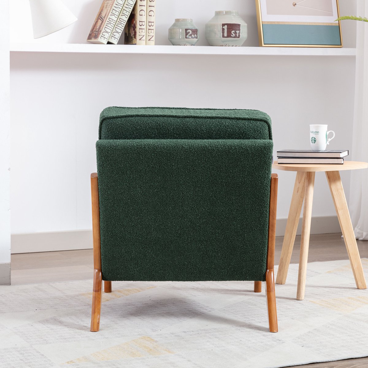 Lage gestoffeerde fauteuil, talet blauw/hout La Redoute Interieurs | La Redoute