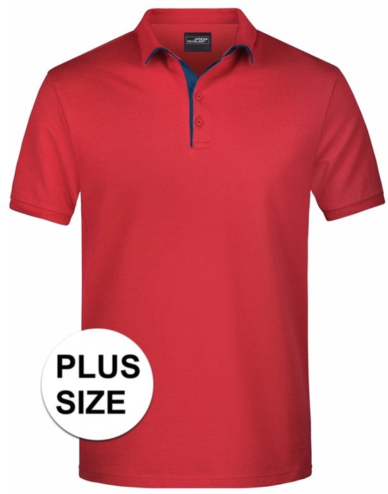 Grote maten polo shirt Golf Pro premium rood/navy voor heren - Rode plus size herenkleding - Werk/zakelijke polo t-shirts 3XL van Golf Pro — afbeelding 2