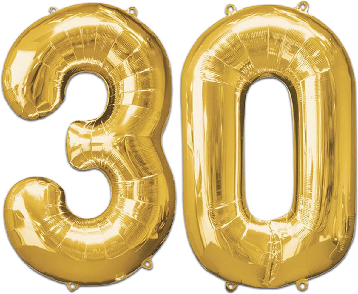 Cijfer Ballonnen Ballon Cijfer 30 Verjaardag Versiering Feest Helium Ballonnen Cijferballon Folieballon Goud Xl Formaat