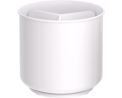 Utensil Houder Caddy - Extra Groot en Stevig - No-Tip Weighted Base - Verwijderbare Divider - Vaatwasmachinebestendig - Gripped Insert - Roestvrij - Cooler Kitchen - Wit - 7 Inches - Onbezorgd