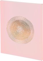 1 gastenboek klassiek ellips - formaat verticaal 27 x 22 cm - kunstleer met roségouden markering - goud schijf - 100 witte pagina's - lichtroze - luxe uitvoering - voor speciale gelegenheden