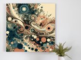 Abstract mos schilderij | Mysterieuze Mystiek: Een Labyrint van Levendig Mos en Kleurrijke Kunst | Kunst - 20x20 centimeter op Canvas | Foto op Canvas