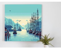 Pixel art haven schilderij | Haven in pixels: een artistiek visueel meesterwerk van kleur | Kunst – 20×20 centimeter op Canvas | Foto op Canvas Pixel art haven schilderij | Haven in pixels: een artistiek visueel meesterwerk van kleur | Kunst – 20×20 centimeter op Canvas | Foto op Canvas