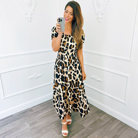 Maxi Jurk Panter Beige bol