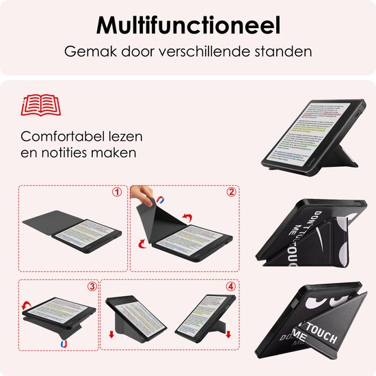 Hoes Geschikt voor Kobo Libra Colour Hoesje Bookcase Cover Book Case Hoes Sleepcover Trifold - Don't Touch Me van Dux Ducis — afbeelding 3