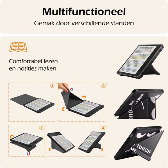 Hoesje Geschikt voor Kobo Libra Colour Hoes Book Case Trifold - Hoes Geschikt voor Kobo Libra Colour Hoesje Book Cover - Don't Touch Me van GCertigé — afbeelding 3