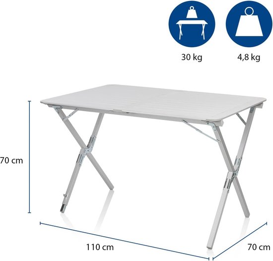 Campart Campingtafel/reistafel - 140 x 80 cm weerbestendig roltafelblad van aluminium/met verbazing en transporttas, TA-0806 Campart Campingtafel/reistafel - 140 x 80 cm weerbestendig roltafelblad van aluminium/met verbazing en transporttas, TA-0806