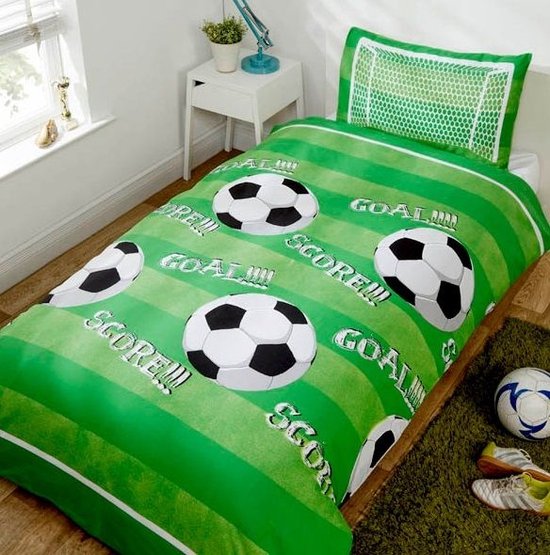 Decoware® kinder dekbedovertrek - Voetbal - Goal - eenpersoons (135x200 + 50x75 cm)