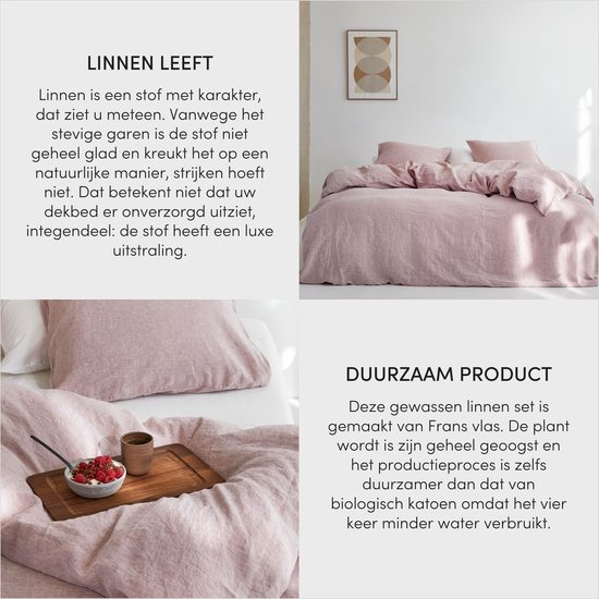 Roze linnen dekbedovertrek kopen? Misty Pink- Casa Comodo