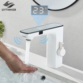 LiMa® - Luxe Smart Lcd Sensor Wastafel Kraan - Kleur Wit - Digitale scherm - Koud en Warm Water Mengkraan