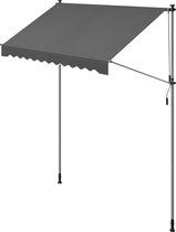 Rootz Anthracite Clamp Awning with Crank - Outdoor Canopy - Sun Shade - Powder-coated Steel - Aluminum Alloy - Polyester - Adjustable Height - Easy Crank Operation - Lightweight - 250cm x 120cm - 220-300cm Height - 8.8kg - Includes Instructions