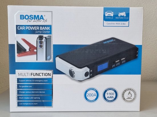 Auto Power Bank BOSMA - Jump Starter- 12V - 9900 mAh - 200A -BOSMA - Phone/laptop charger