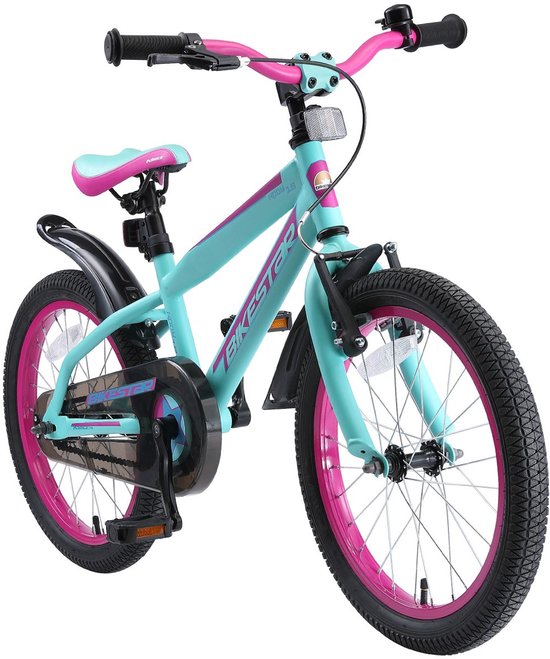 Bikestar kinderfiets Urban Jungle 18 inch turquoise/roze van Bikestar — afbeelding 4