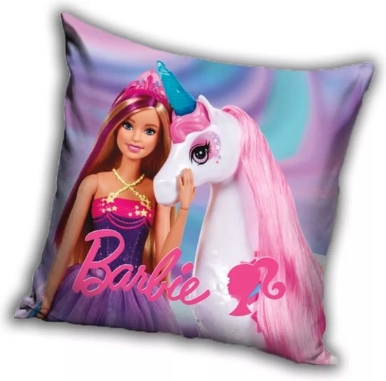 Barbie velour kussenhoes Unicorn ( zonder vulling ), 40x40 cm
